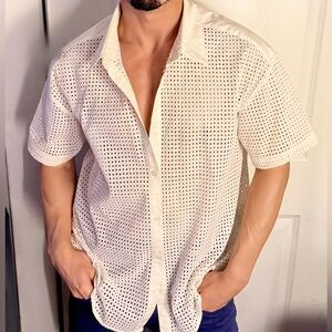 Men's white  Short Sleeve Shirt